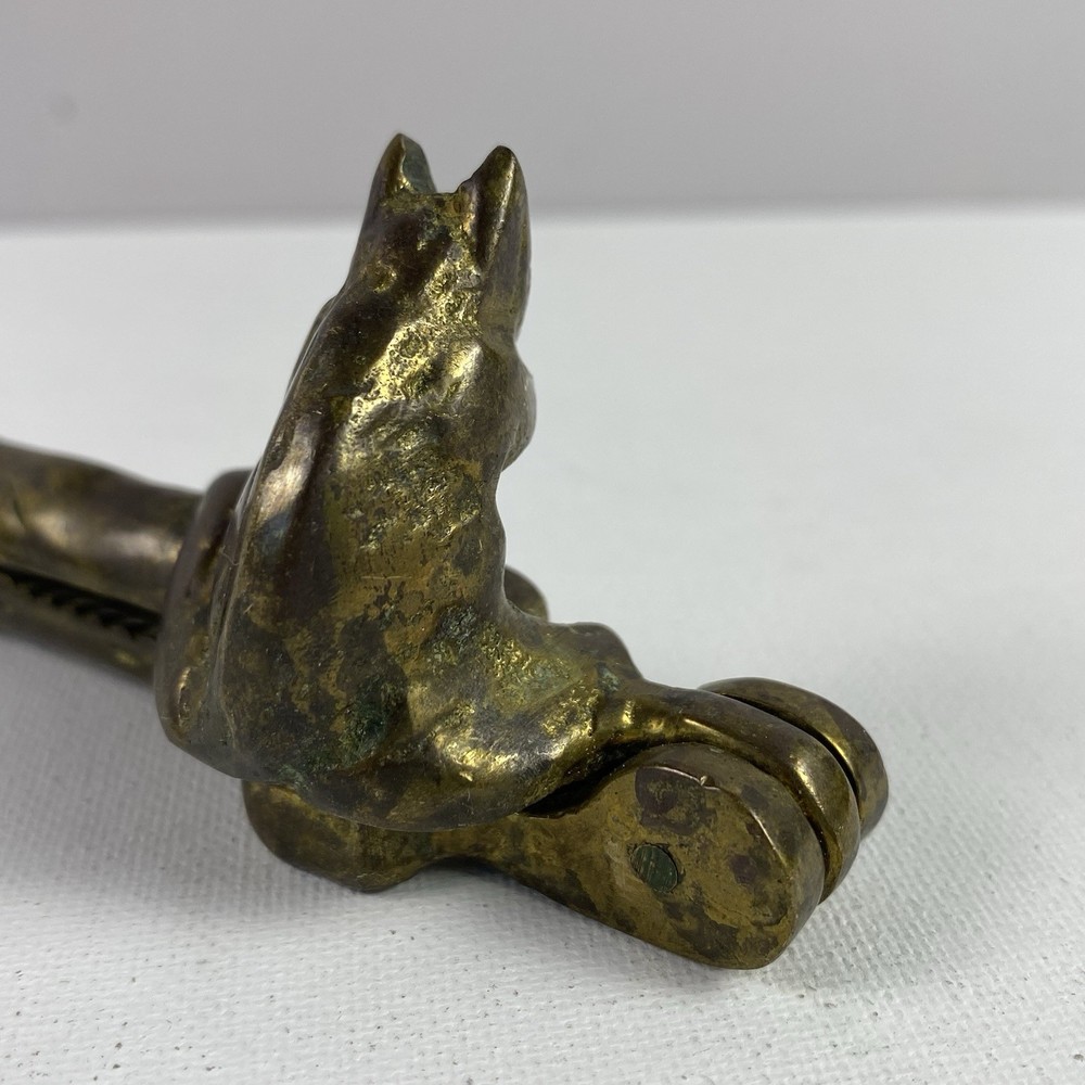 Vintage Nutcracker Solid Brass Handheld Figural Squirrel Etched Heavy 6" Patina
