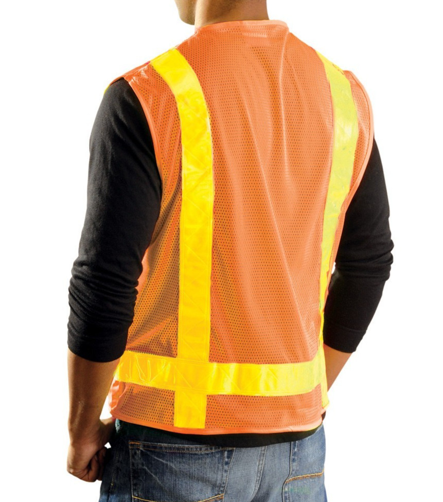 OccuNomix LUX-SSLSDZ Type R Class 2 Solid/Mesh Gloss Surveyor Safety Vest