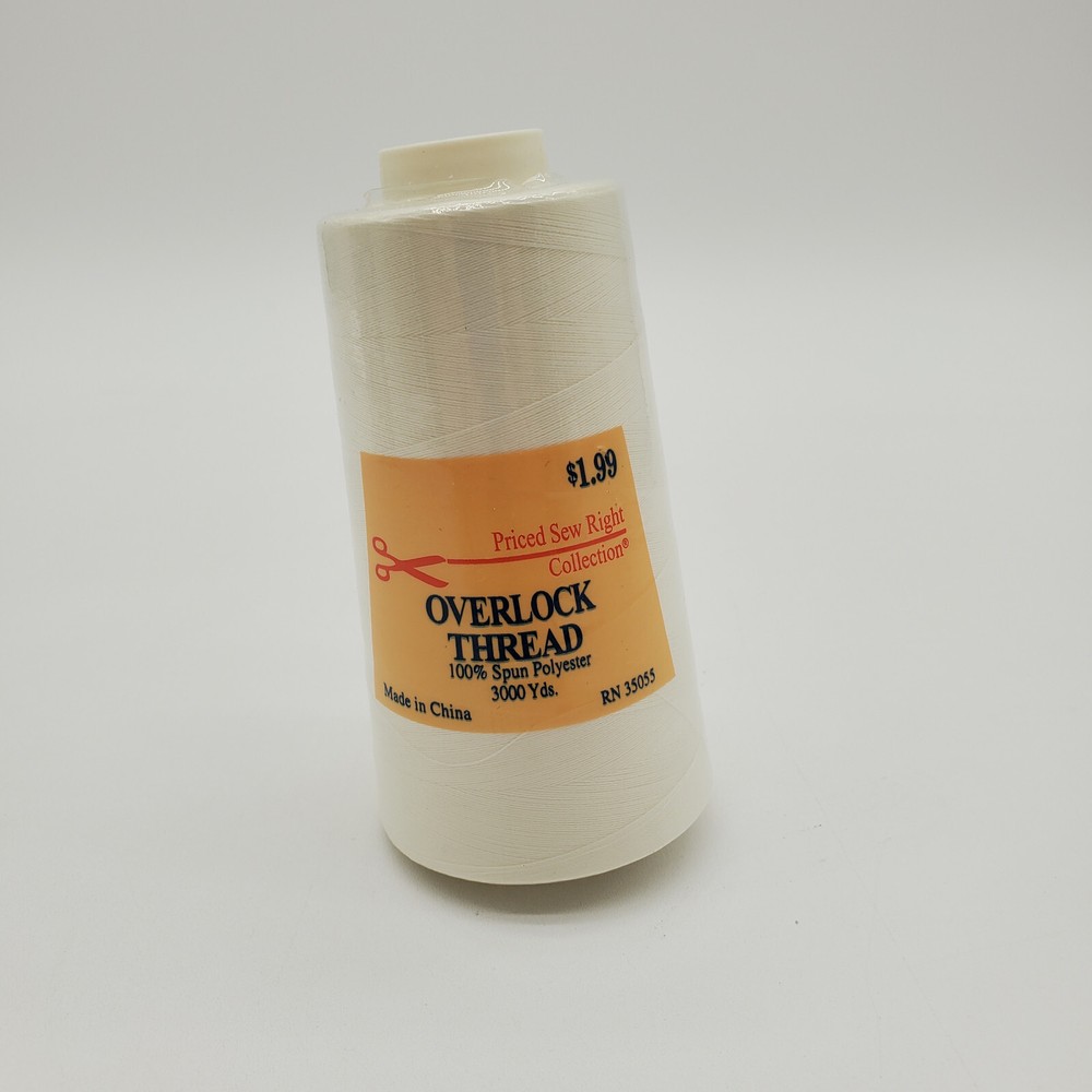 Overlook Thread Cone 3000 yds 100% Polyester White Natural