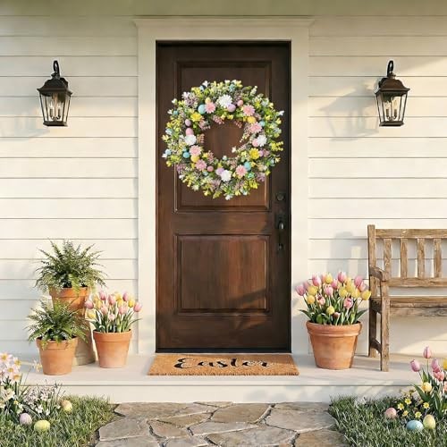 Wreath for Front Door Decorations Egg Door Wreath Decorations, Spring Easter