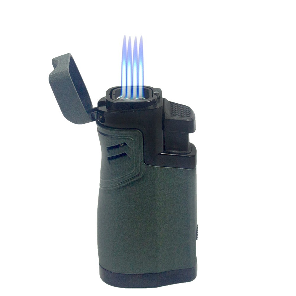 3''Windproof Quad Jet Flame Torch Lighter Refillable Butane Cigar cut punch gift