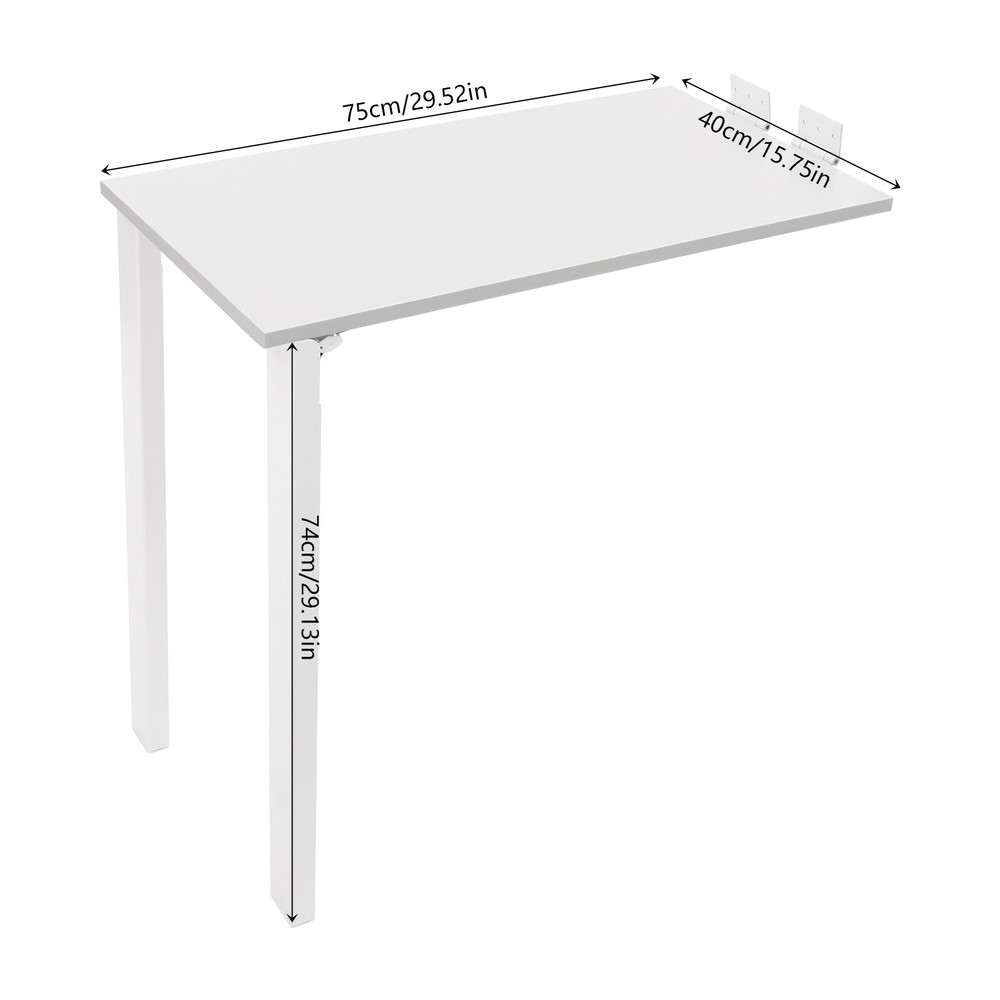 White Indoor Wall Mounted Wood Folding Table Folding Dining Table Load 60kg