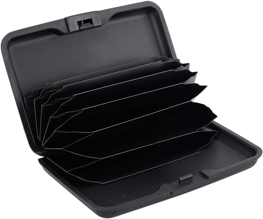 ELFISH RFID Blocking Credit Card Protector Aluminum ID Case Hard Shell Black