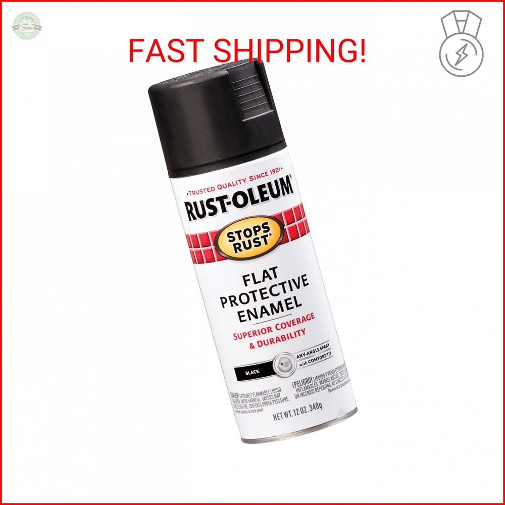 Flat Black Rust-Resistant Spray Paint - 12 oz Can