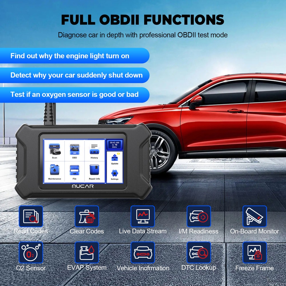 MUCAR CS6 Auto OBD2 Diagnostic Scan Tool Scanner Code Reader ABS SRS ECM TCM BCM