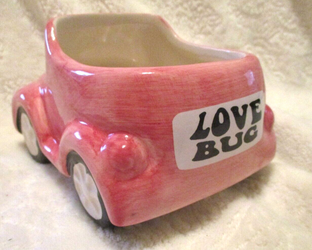 Ceramic~Love Bug Pink Vase/Small Planter~NEW~Never Used