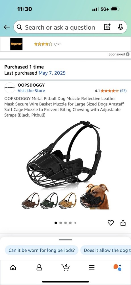 Baskerville Ultra Muzzle for Dogs, Size large - Black