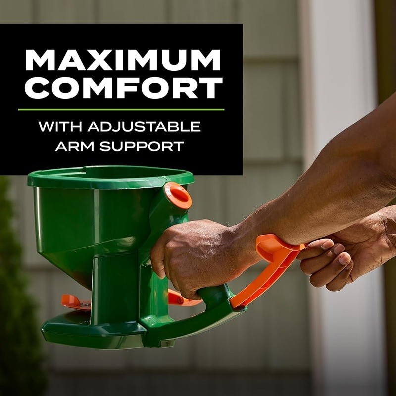 Handheld Seed Fertilizer Salt Spreader Adjustable Arm Comfort Year-Round Use
