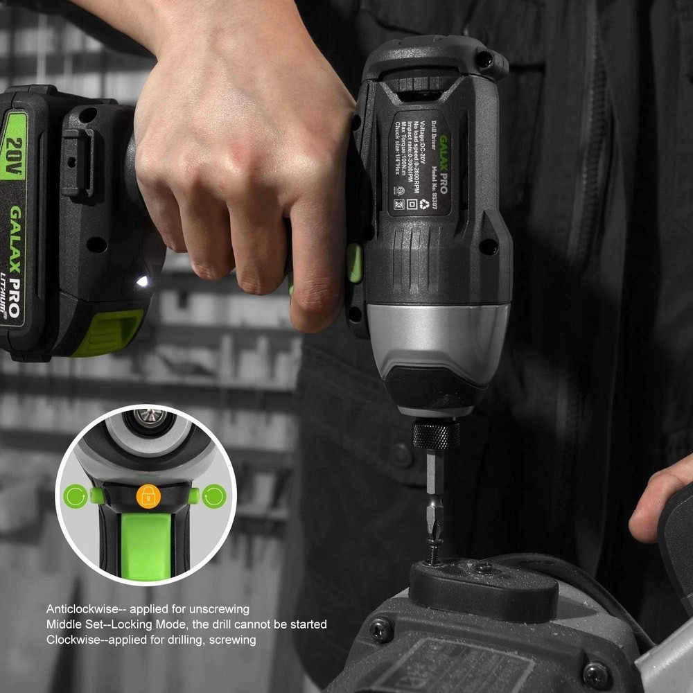 Compact 20V Lithium Ion Impact Driver with Charger & 6 Bits - Versatile Tool