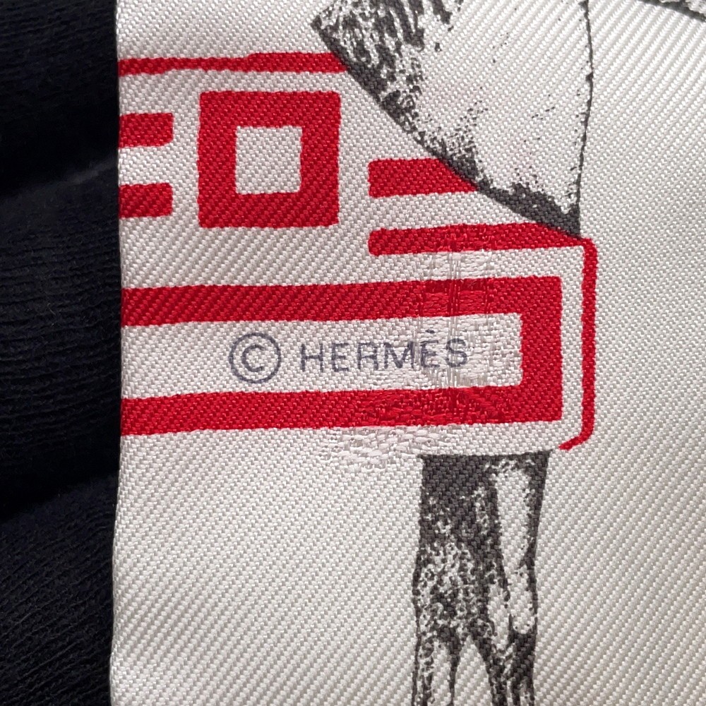 HERMES Twilly Garde Robe Pop Silk100% Blanc/Multicolor
