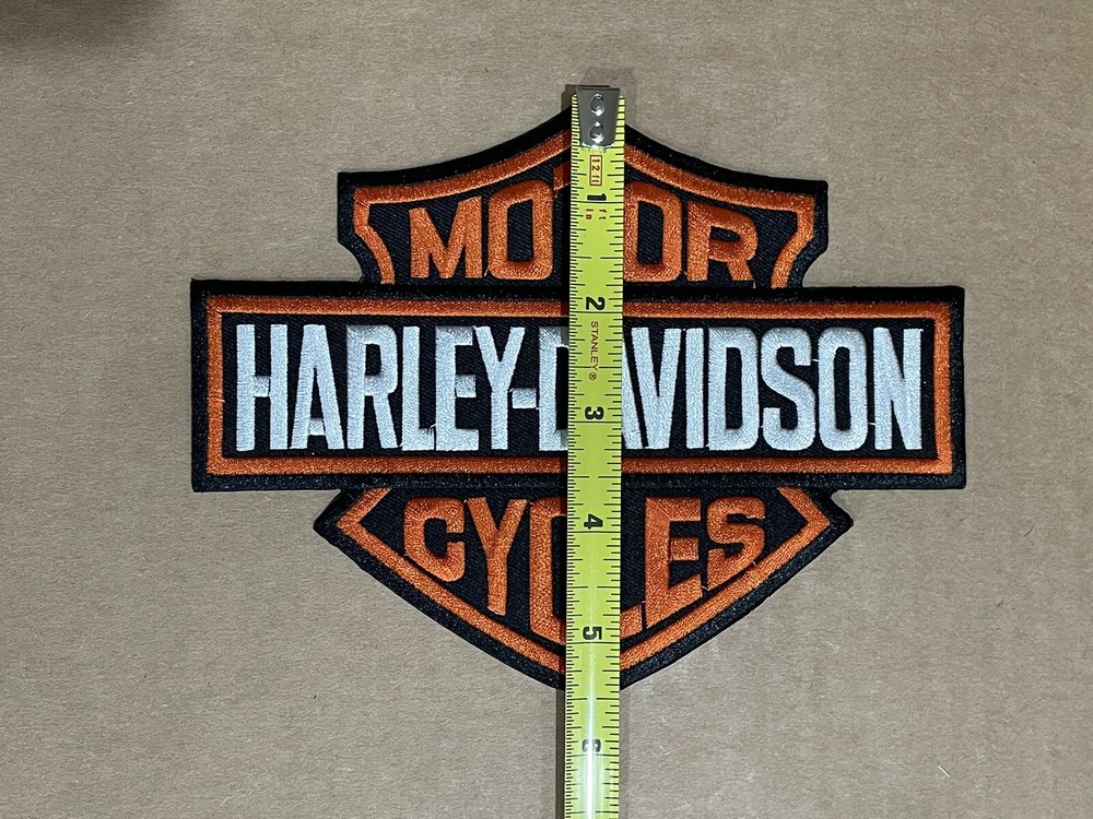 Harley Davidson Classic Black - Orange Patch BAR & SHIELD - NEW. 7”x 5-1/2”