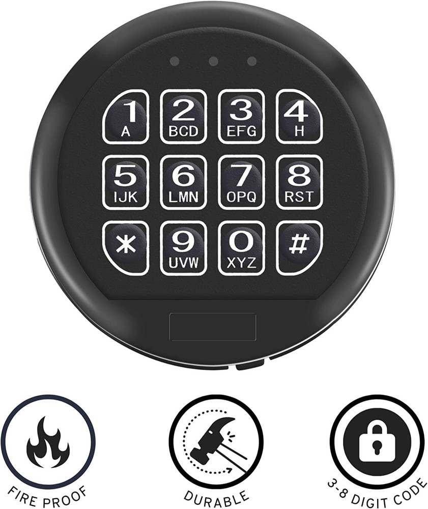 Gun Safe Lock Replacement Black Keypad with Solenoid Lock Fits Stack-On SET