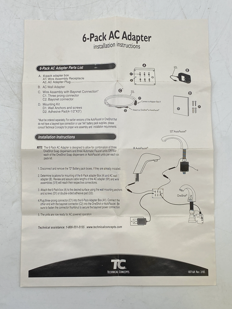 Technical Concepts TC 490071 AC Adapter Box, 6-Port (Open Box)