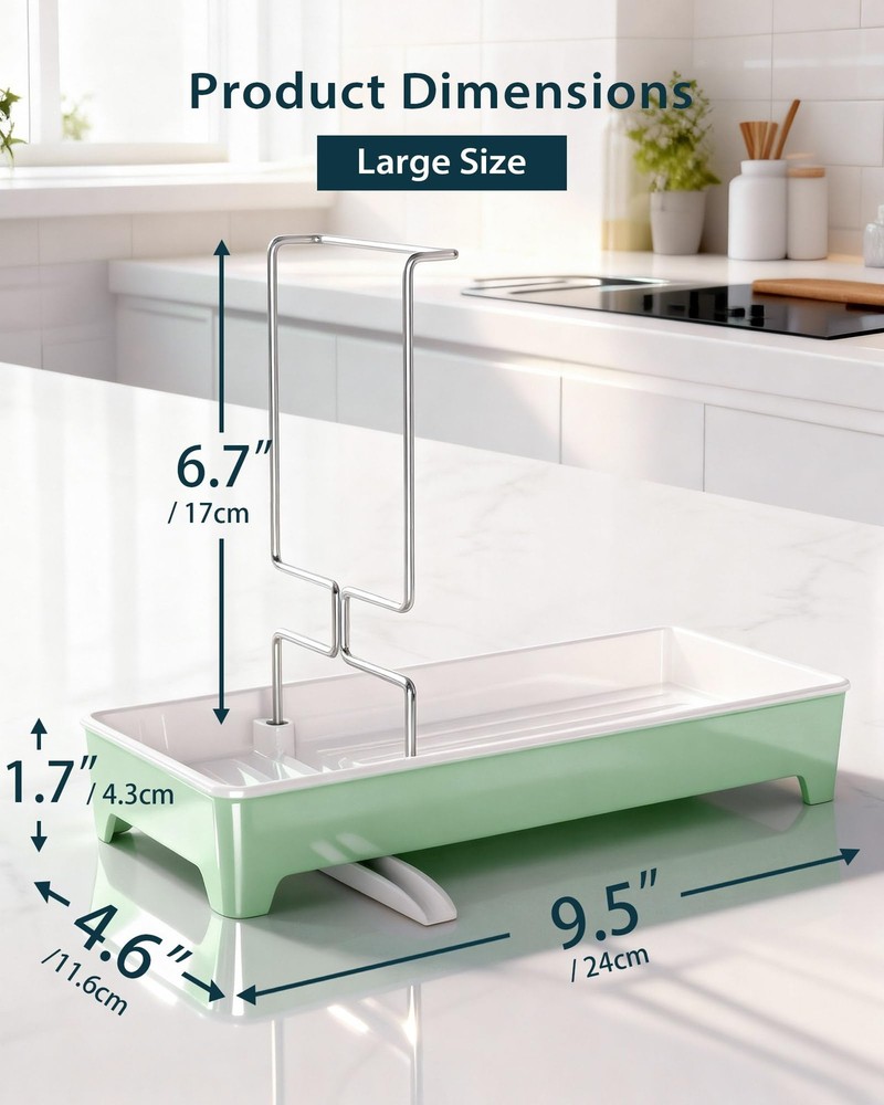 Caumic Minimalist Sink Caddy, Rustproof Sponge Holder for Kitchen Mint Green