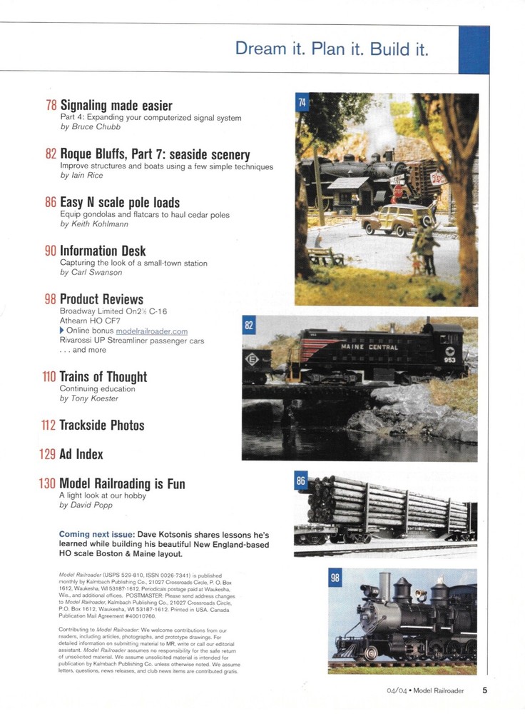 Model Railroader April 2004 B&O HO Layout Staging Yard Plaster Seaside Scenery