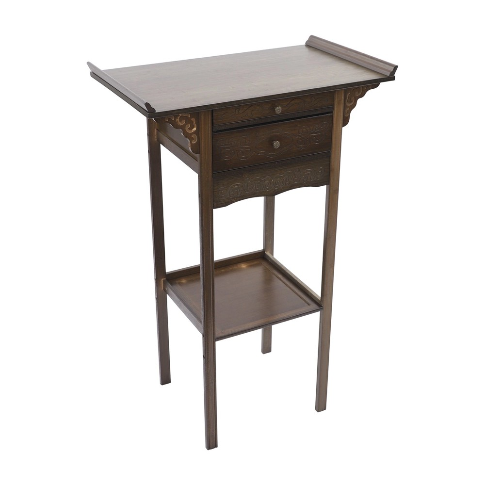 2 Tier Altar Table with Drawers, Altar Table with Storage, Meditation Table