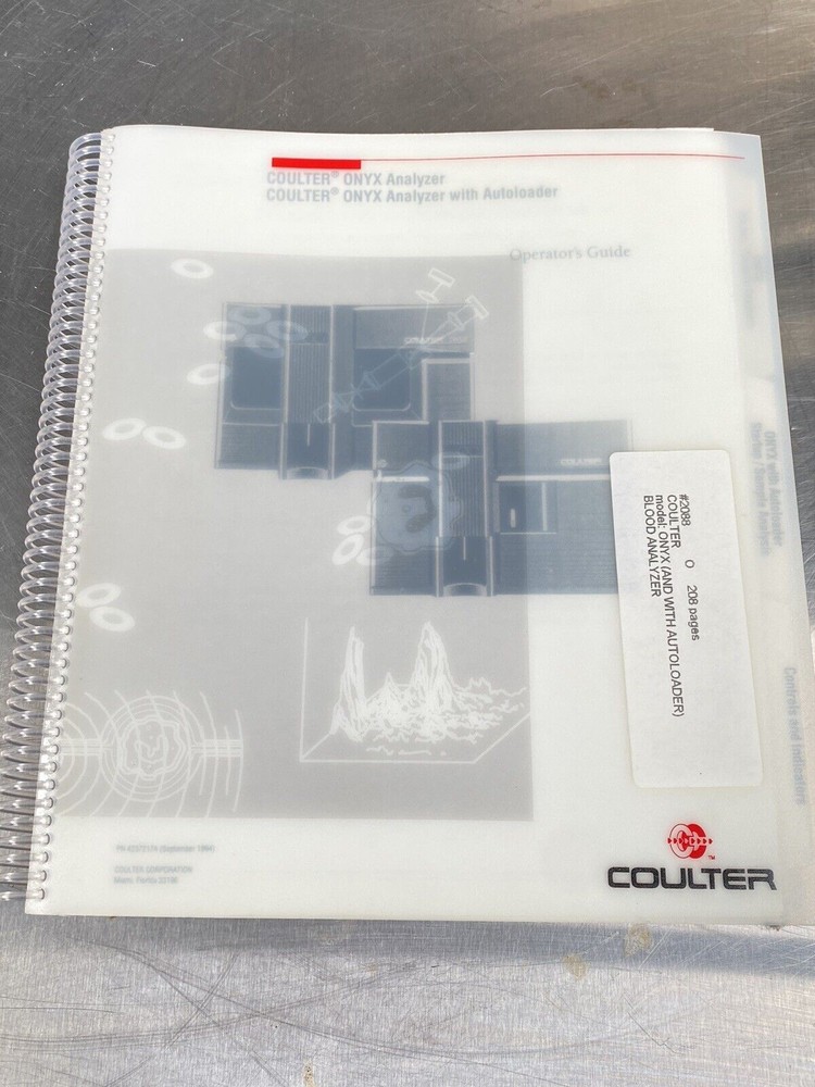 Coulter ONYX Analyzer With Autoloader - Manual / Users Guide / Instructions Book