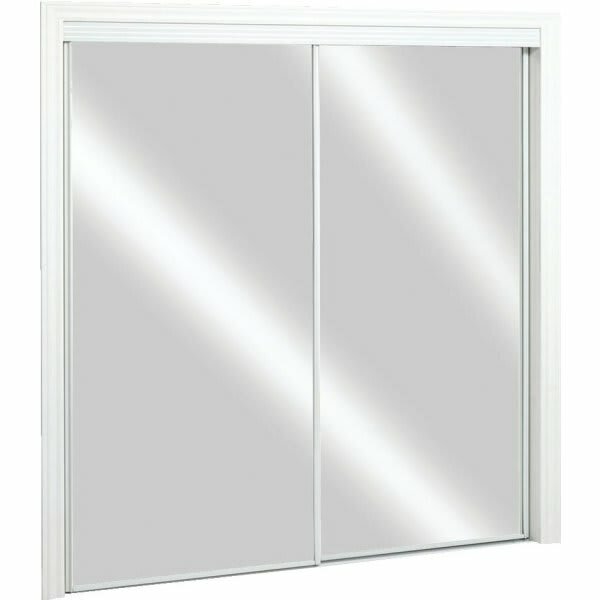 96" x 96" White Framed Mirror Door