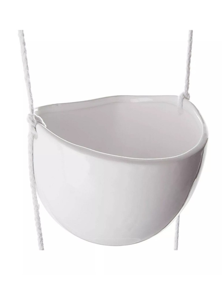 4-Tier Hanging Plant Holder White Ceramic Planter