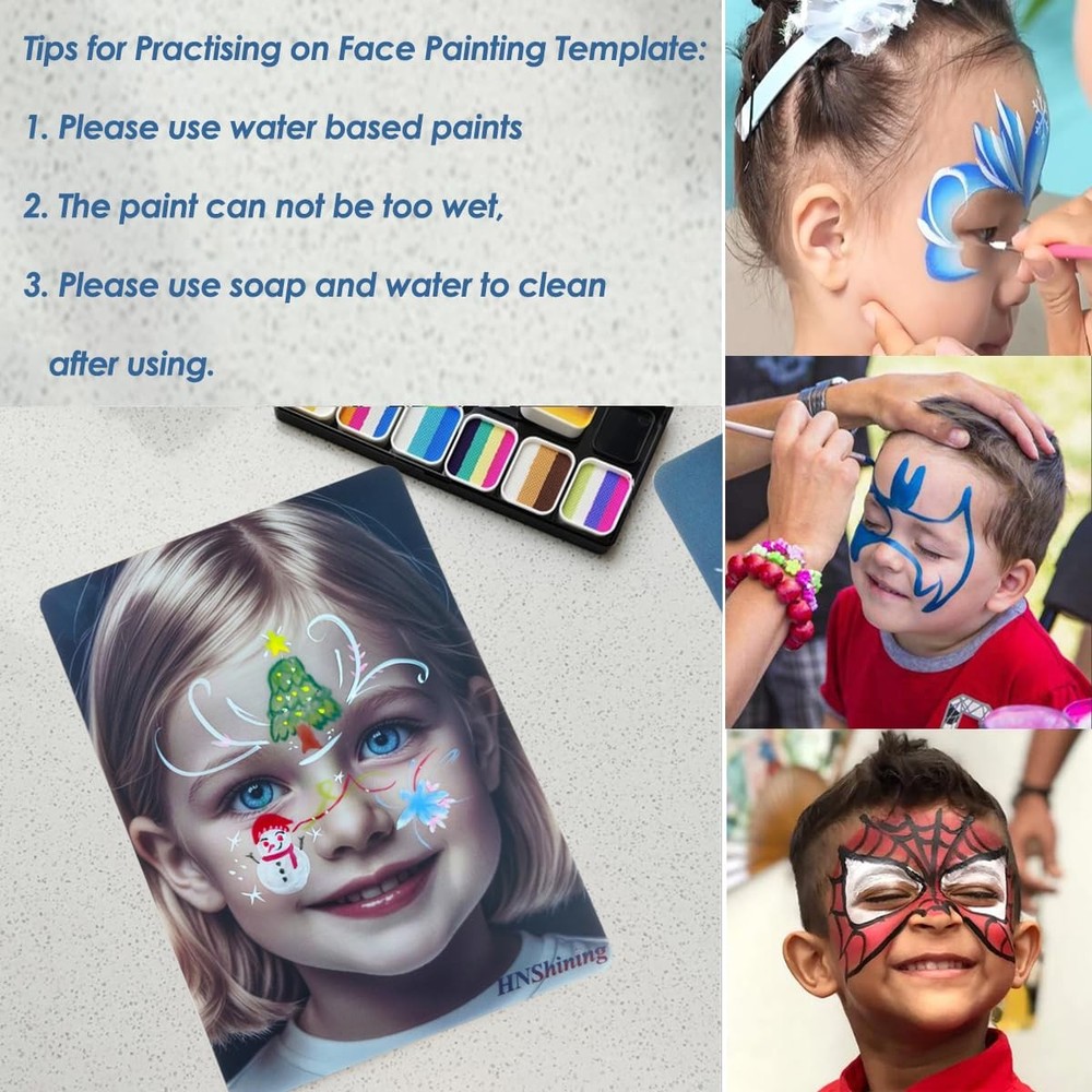 Face Painting Practice Board Reusable Exercise Template Makeup Tool 4 PCS