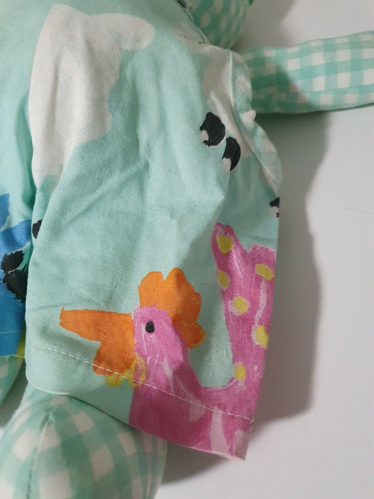 TREE HOUSE TEDDY BEAR TREEHOUSE BEAR AQUA SQUARE PATTERN CUTE AS OVERALLS 40CM