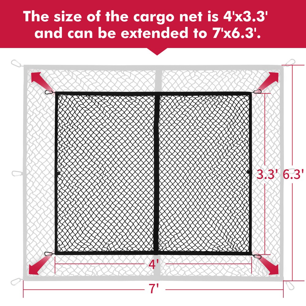 For Chevy Silverado 2013-2021 Single Layer Rear Trunk Elastic Cargo Net w/Hooks