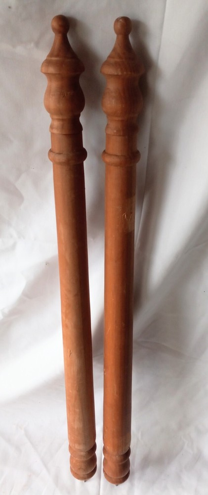 Vintage Pair Pine Columns Posts Pillars w/ Urn Finials 30 1/4" high
