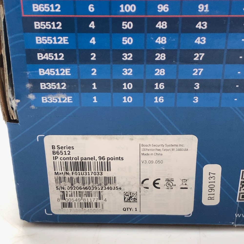 NEW Bosch B6512 Alarm Access Security Control Panel 4 Doors, 6 Area, 91 Input