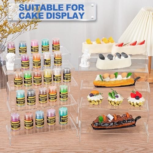 Large Acrylic Display Risers Set of 10 - Clear Rectangular Shelves for Cupcakes