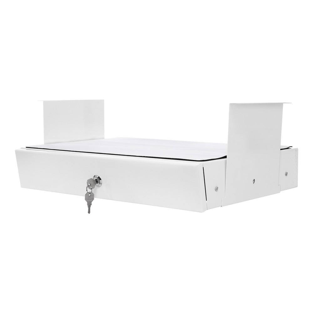 Under Table Sliding Drawer Pull Out Storage Box White Metal Desk Organizer