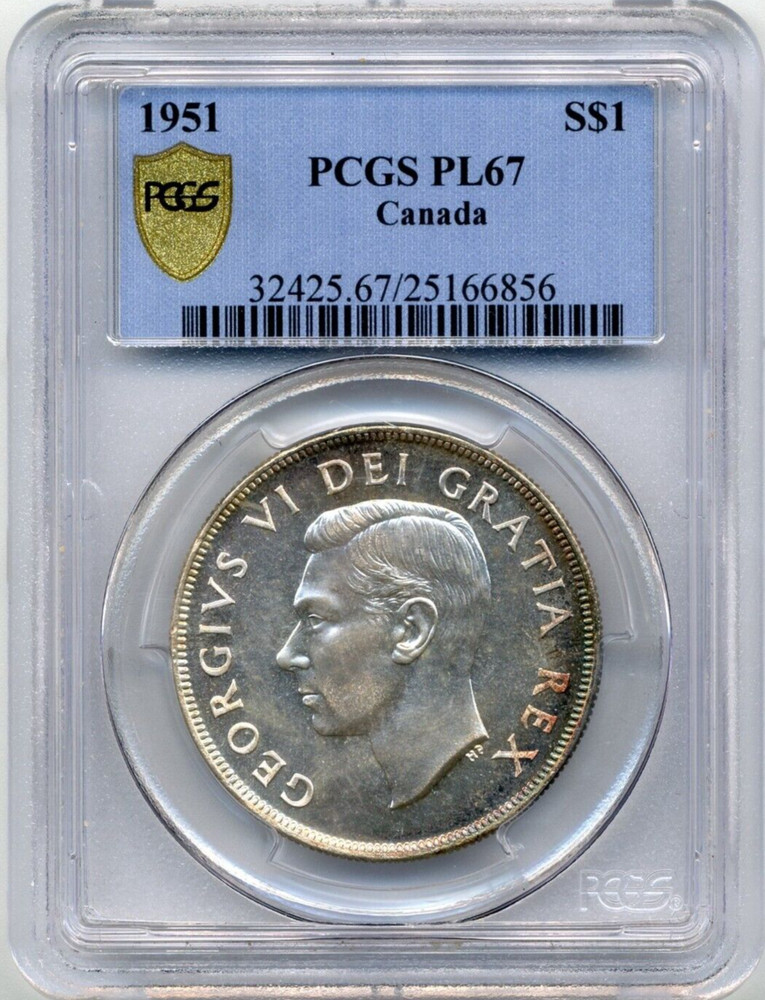 1951 PROOF-LIKE Canada Silver Dollar - PCGS PL 67