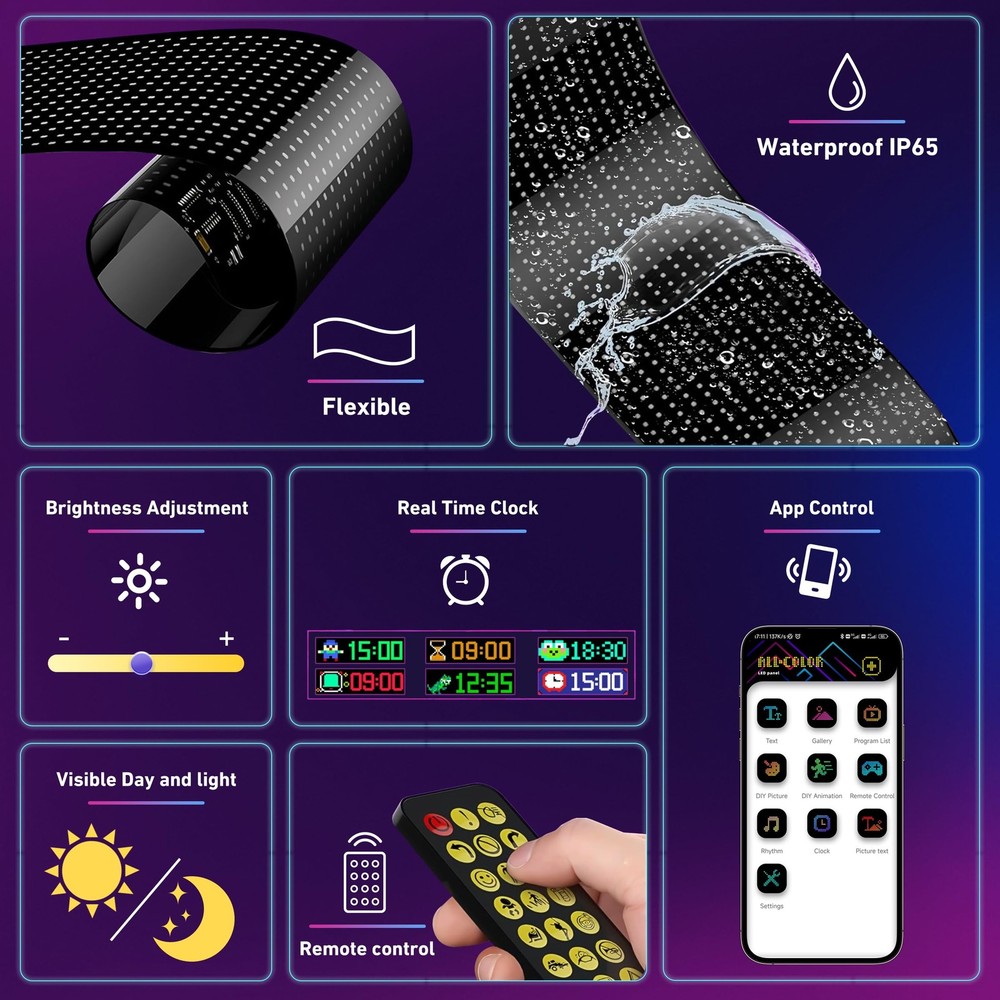 15inx4in Devil Eyes Light for Cars, Programmable LED Eyes, Flexible LED Display