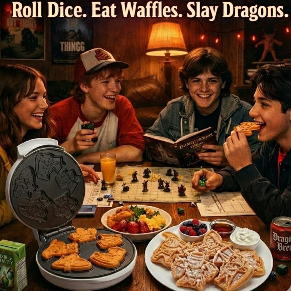 Fantasy-Themed Electric Mini Waffle Maker for Unique Breakfast Adventures