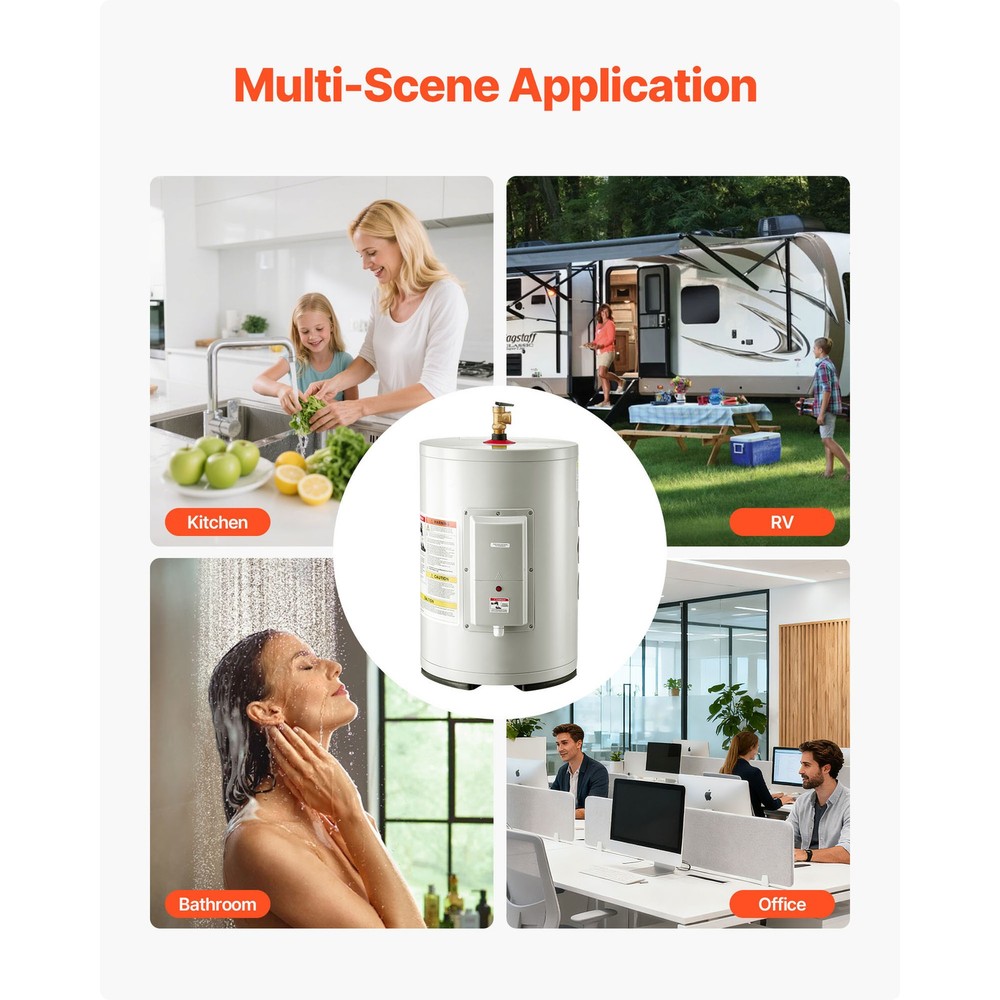 Uimoso 6-Gallon Electric Water Heater, 1600W, 120V, Compact with Safety Valve