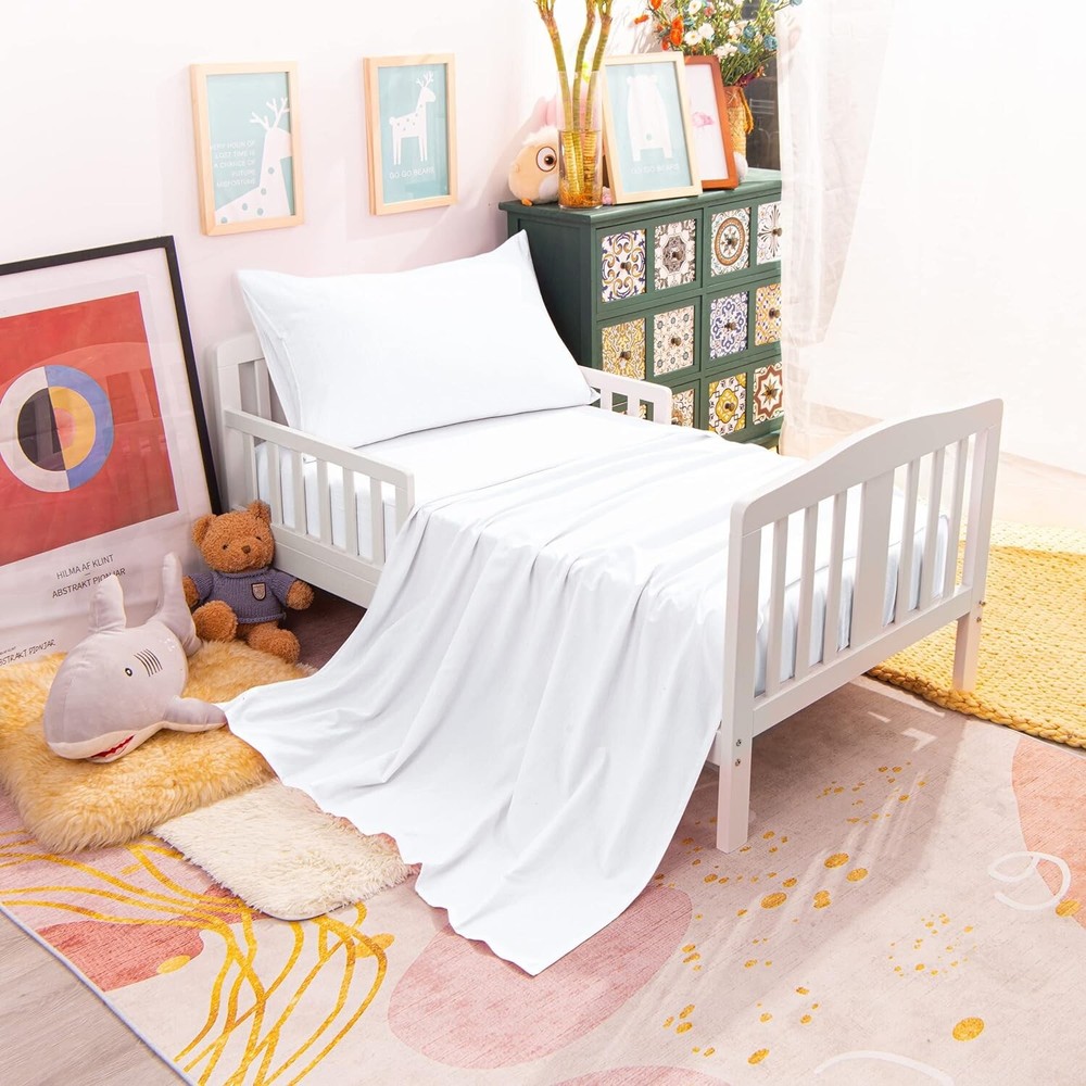 Soft and Breathable Toddler Bedding Set - 4 Piece - Quilted Comforter, Fitted...
