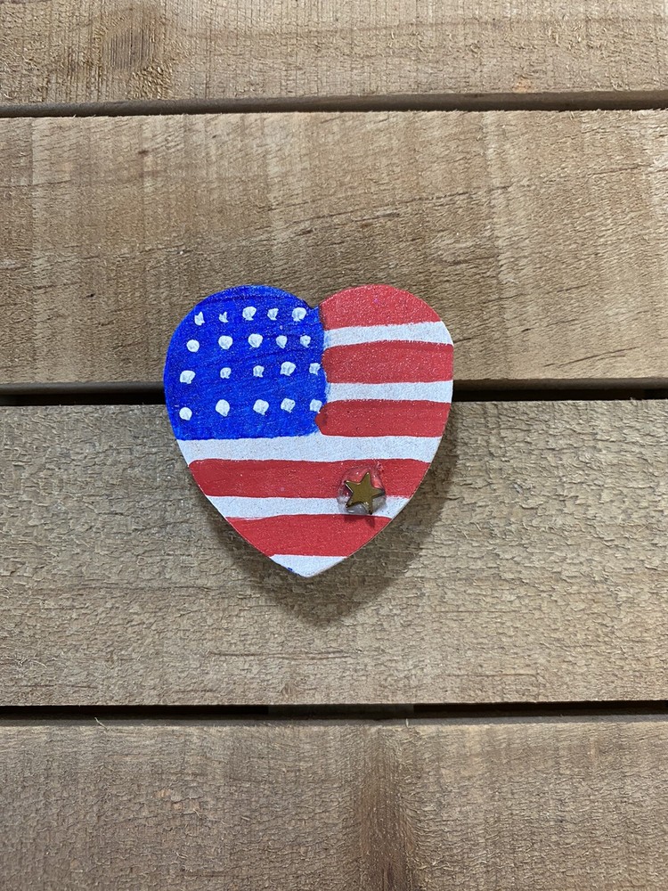 Large American Flag Heart Handmade Magnet