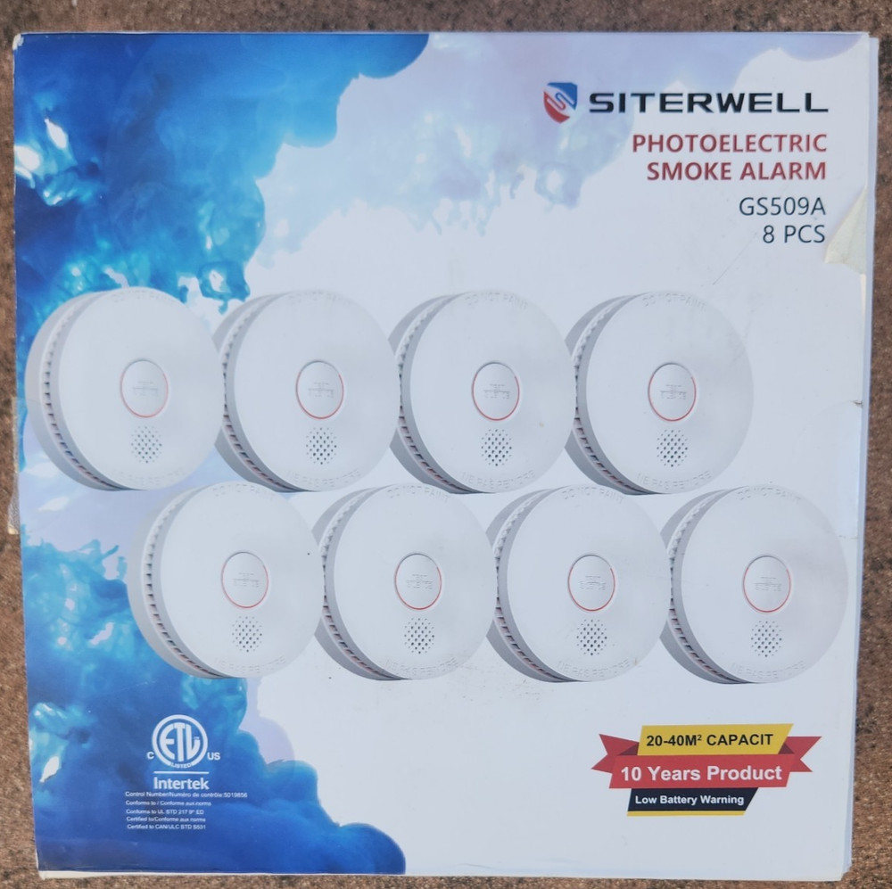SITERLINK Smoke Detectors,GS509A with Replaceable Battery ,UL217,8-Pack