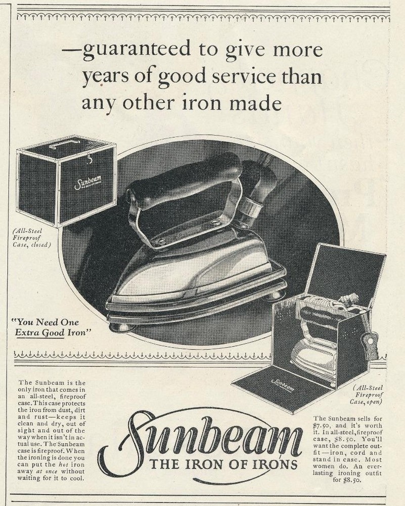 Magazine Ad - 1925 - Sunbeam Electric Irons