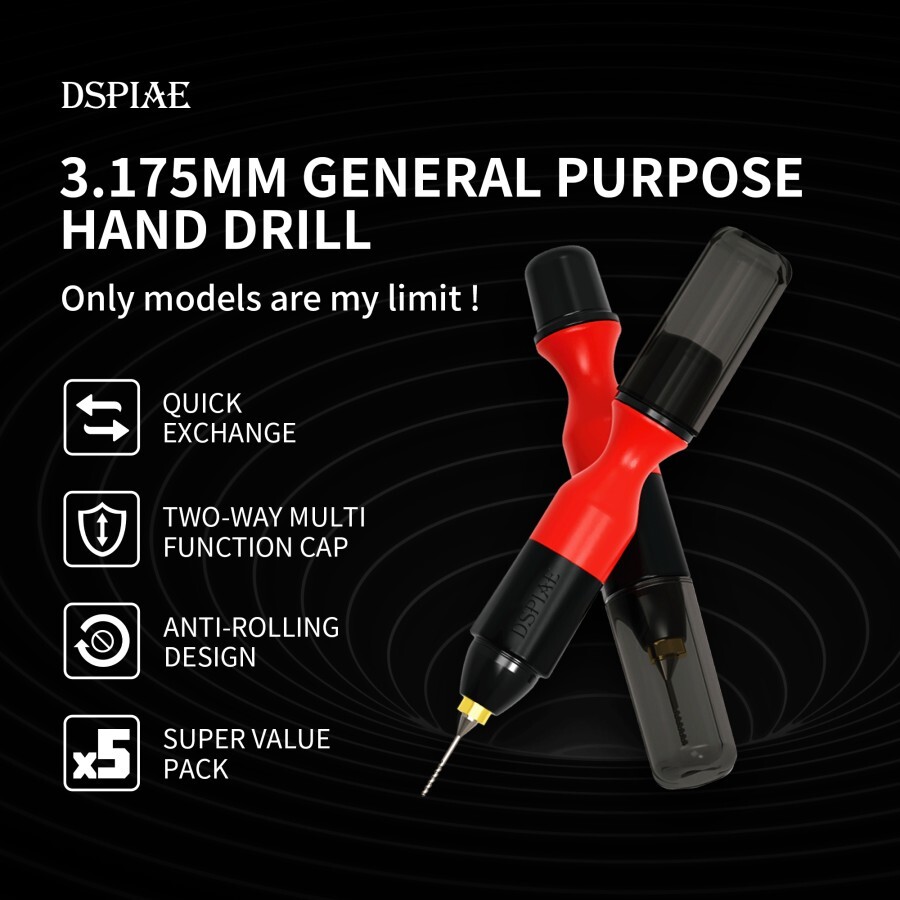 DSPIAE: Hand Drill - General Purpose Hobby Drill including Bits 0.5-2mm - PT-HD