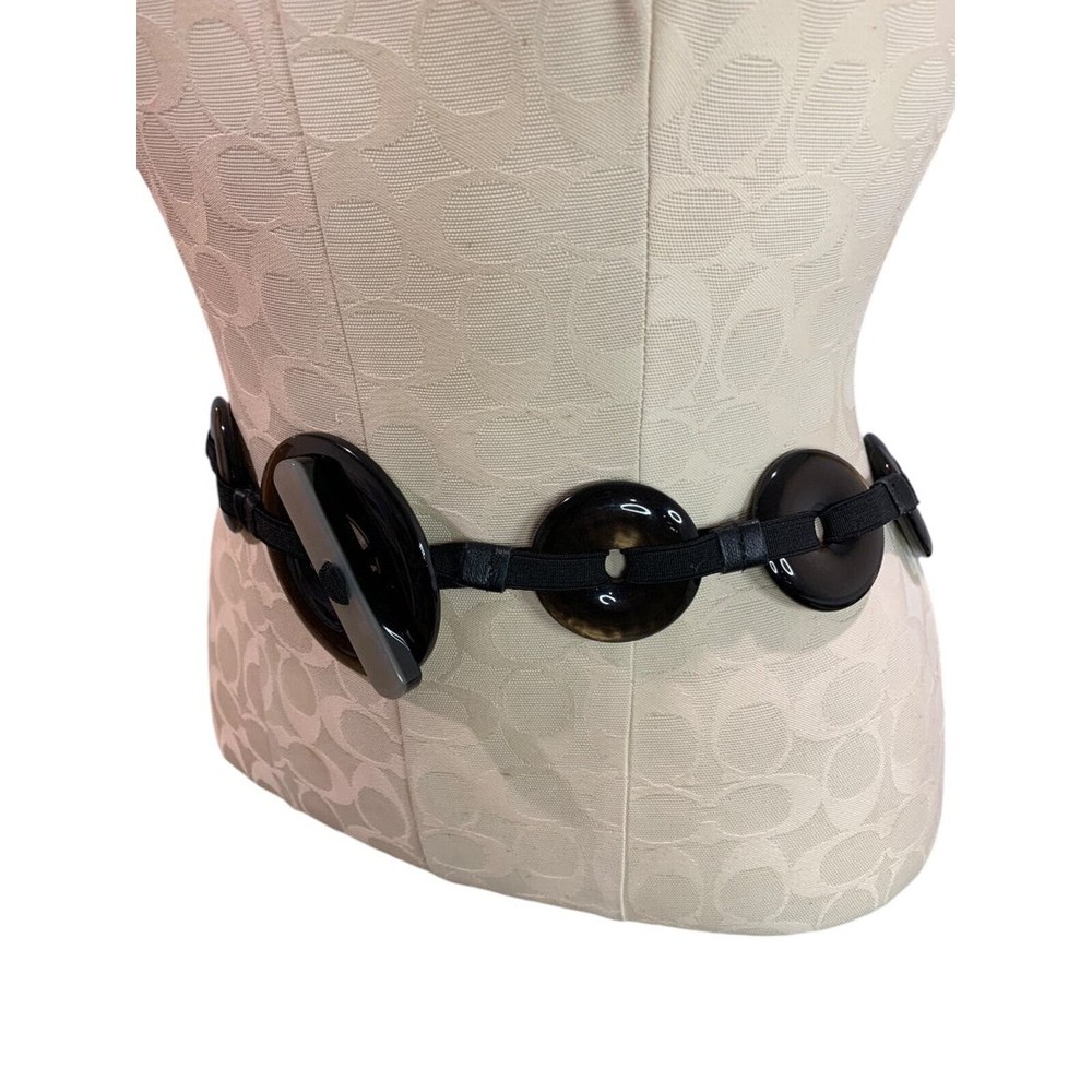 One Size Womens Reversible Statement Belt Stretch Elastic Toggle Clasp