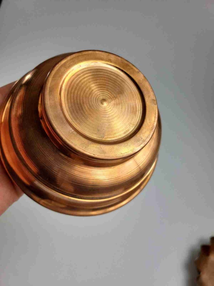 Vintage Solid Copper Bowl Dish With Raised Base 6" Bowl