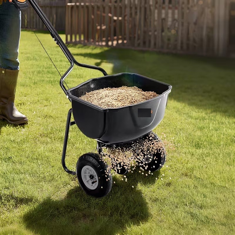 Walk Behind Push Broadcast Spreader 60LBS Capacity 0-9.8ft Spreading Width