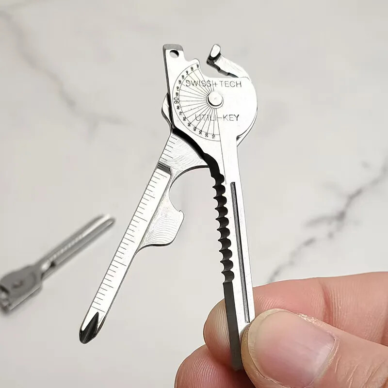 Multi Function Folding Mini Keychain Tool Opener 8in1 Utility Outdoor Survival