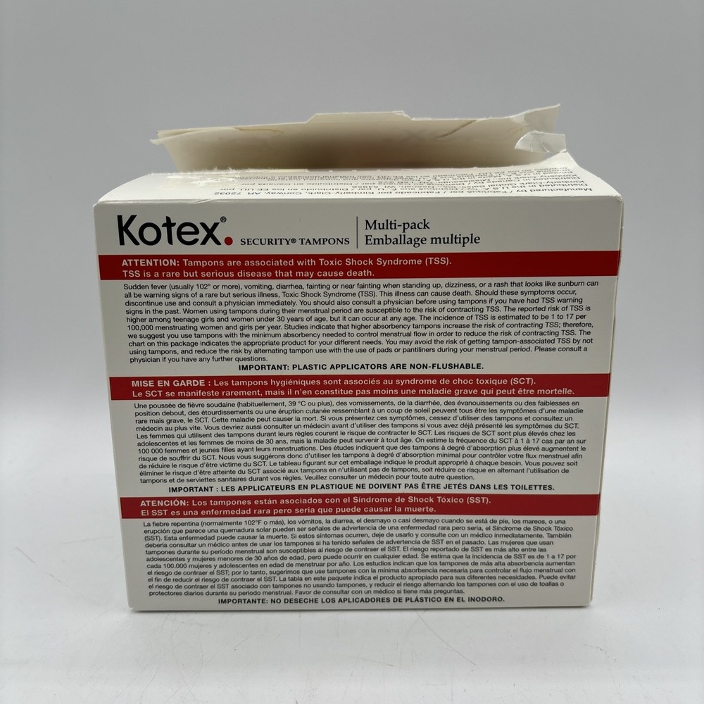 Kotex Security Tampons 18 super 18 Regular Multipack 36ct DMG Box Unscented
