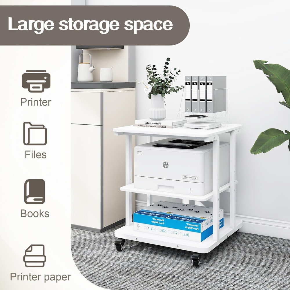 Natwind Printer Stand, 24''x20''x26'' Large Printer Table with Storage Shelf,...