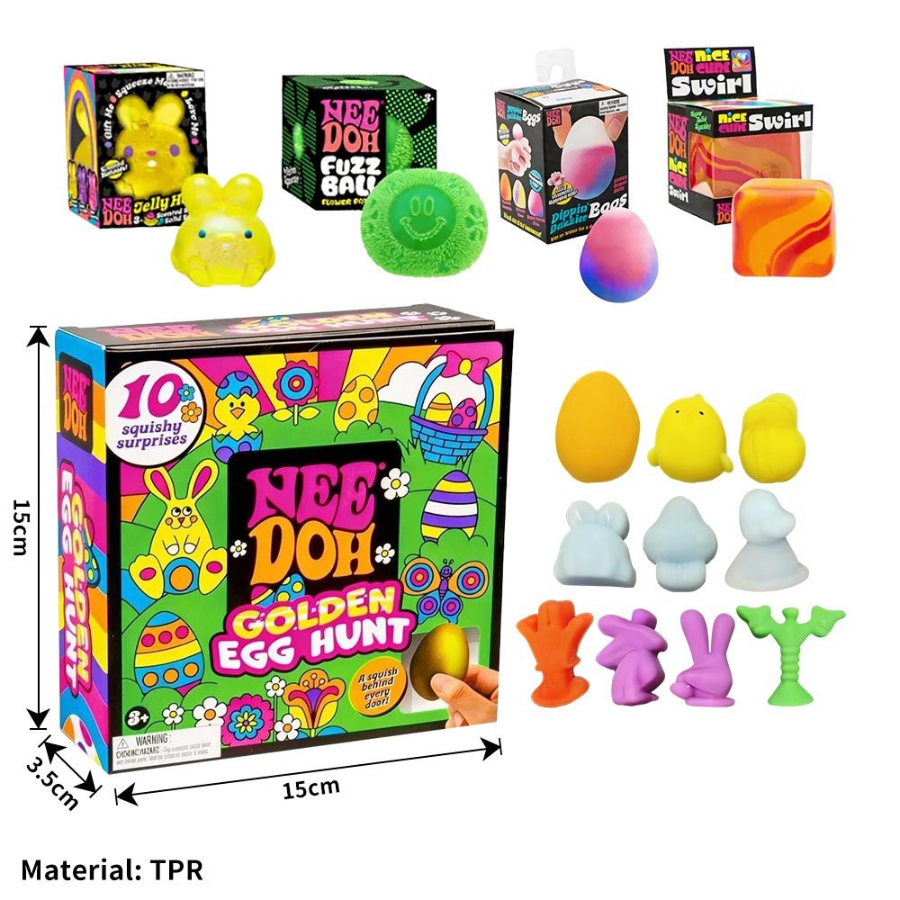 Nee Doh Nice Cube Super Solid Squish - NeeDoh Golden Egg Hunt Sensory Squeeze CE