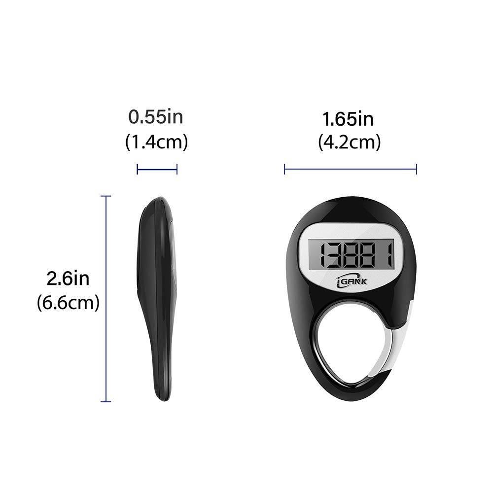 Simple Walking Pedometer 3D Step Counter for Men (Black)