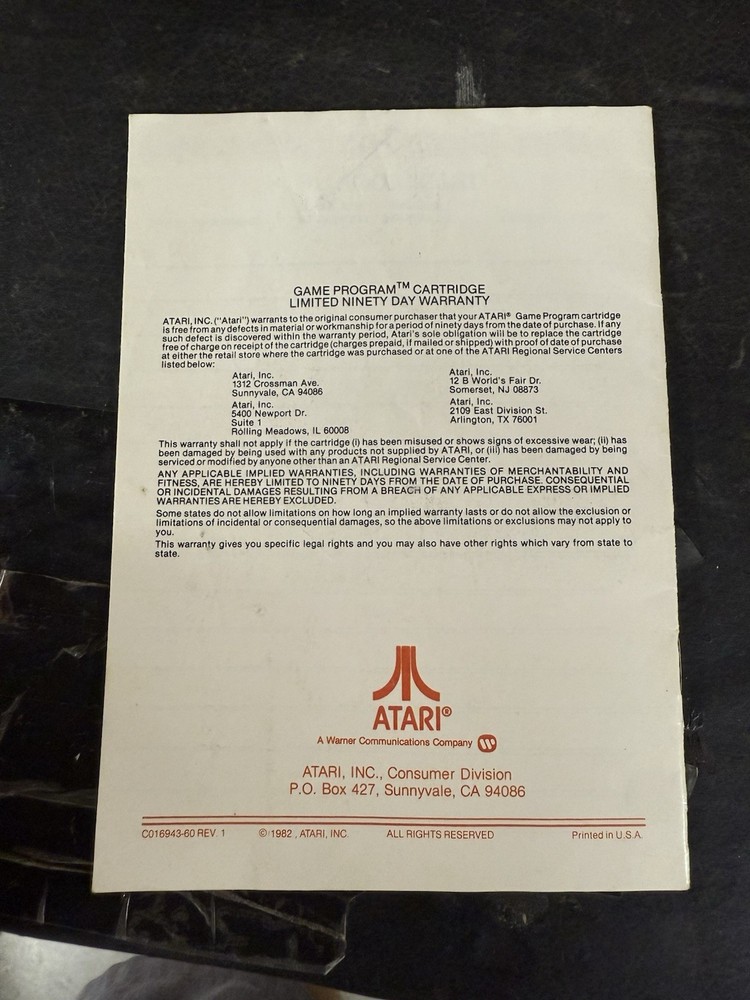 VINTAGE 1982 STAR RAIDERS ATARI GAME PROGRAM INSTRUCTIONS FM7