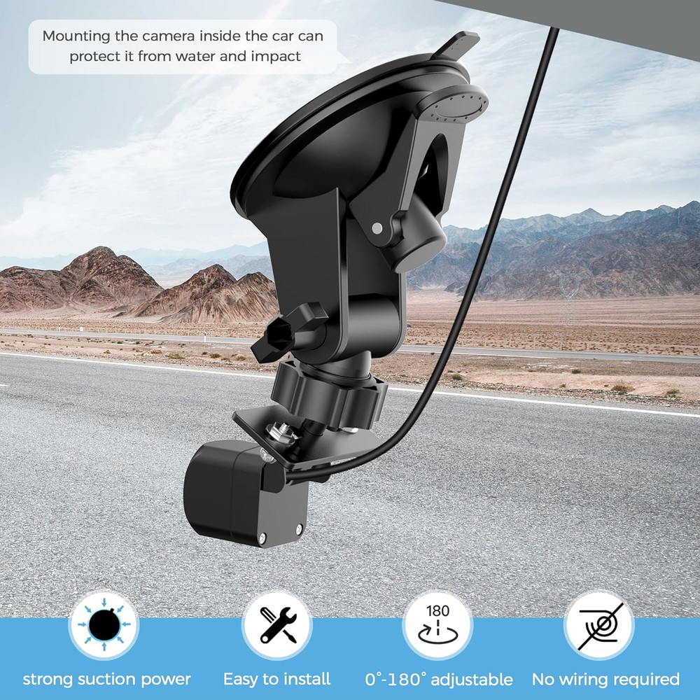 Universal Rear Window Camera Mount - Adjustable Backup & Dash Cam Holder