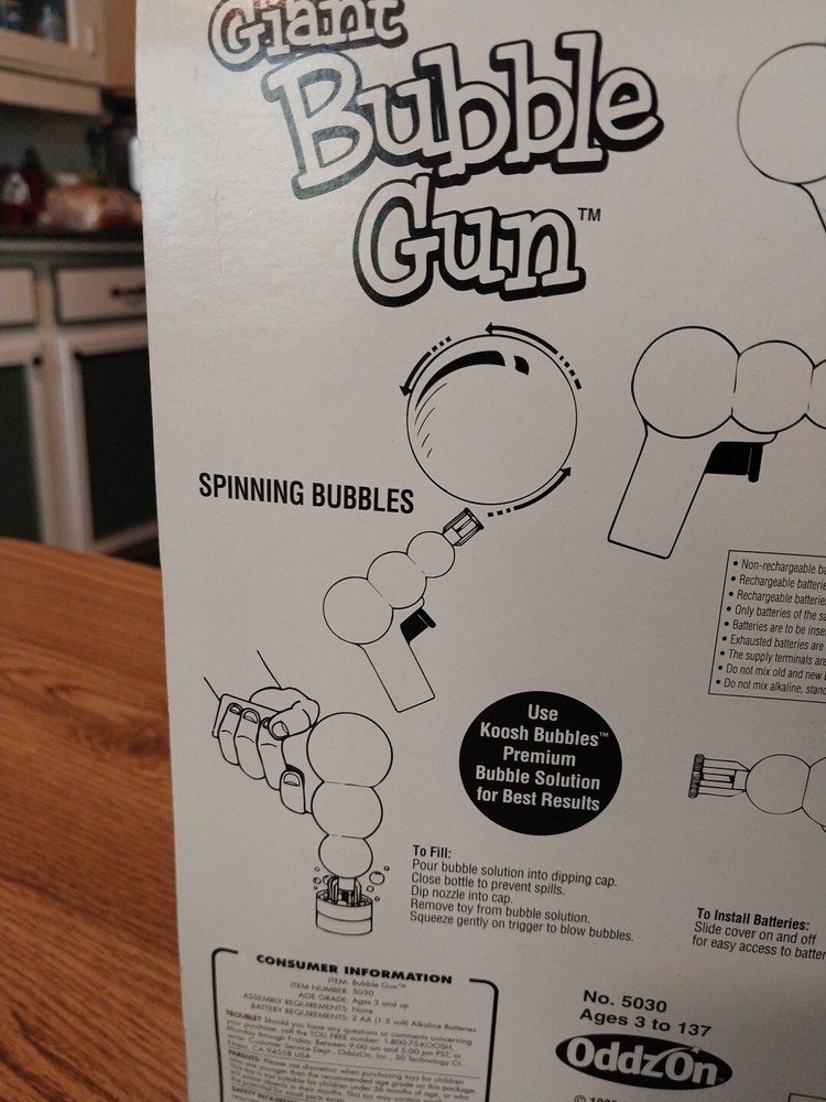 Vintage 1998 Giant Koosh Bubble Gun / Bubbles New Sealed Packaging!!!